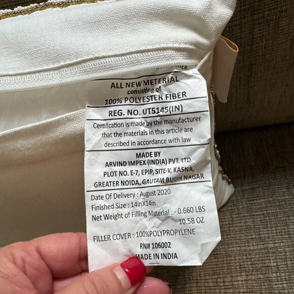 Cherish The Season Holly & Berry Beaded Accent Pillow Christmas Decor 13” X 13” - Picture 6 of 8